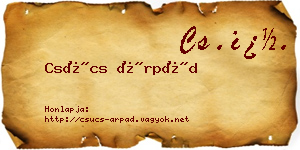 Csúcs Árpád névjegykártya